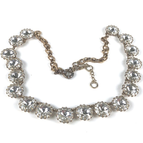 J. Crew Jewelry - J Crew Anna Wintour Necklace Georgian Collet RIviere Rivoli Clear Crystal Brulee